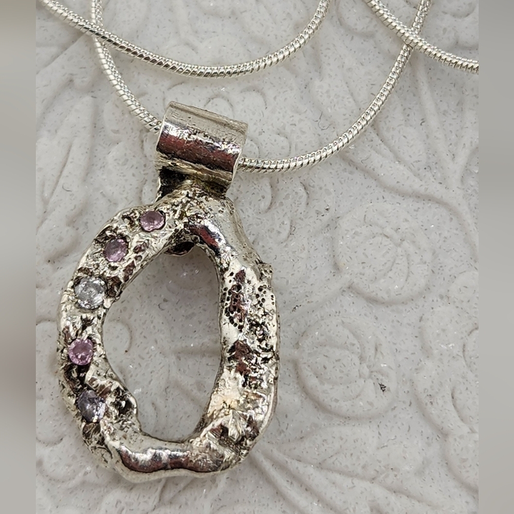ZIRCONIA ORGANIC HANDMADE PENDANT IN RECYCLED STERLING SILVER 18" Sterling Chain